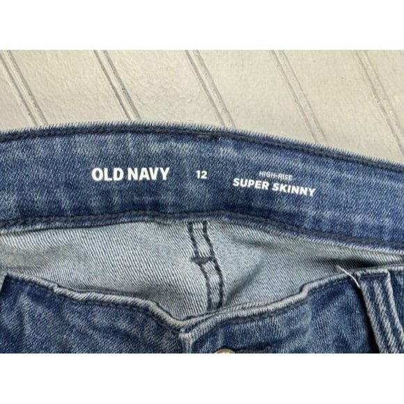 Old Navy Size 12 Womens Jeans High Rise Super Skinny Stretch Med Wash - Picture 2 of 4